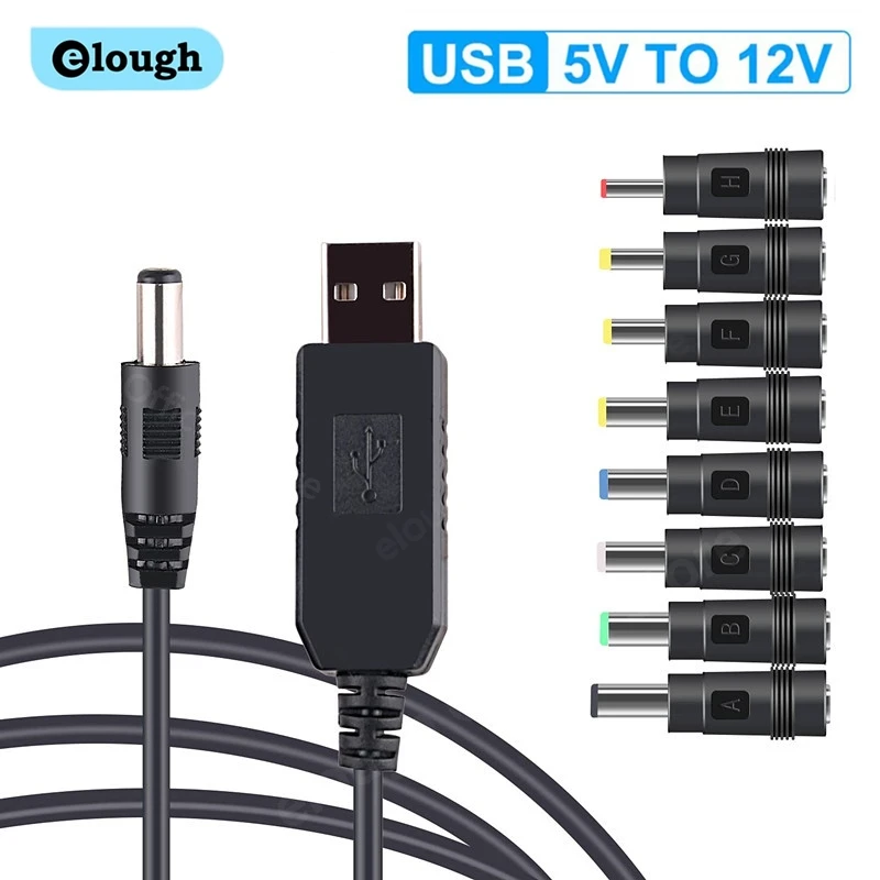 Elough WiFi zu Power Bank Kabelanschluss USB DC 5V zu 12V Kabel Boost Konverter Step-up Kabel für Wifi Router Modem Lüfter Lautsprecher