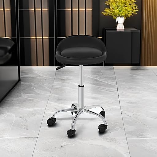 Taburete de salón giratorio hidráulico de altura ajustable, taburete médico de Spa para masaje Facial de tatuaje con ruedas de respaldo