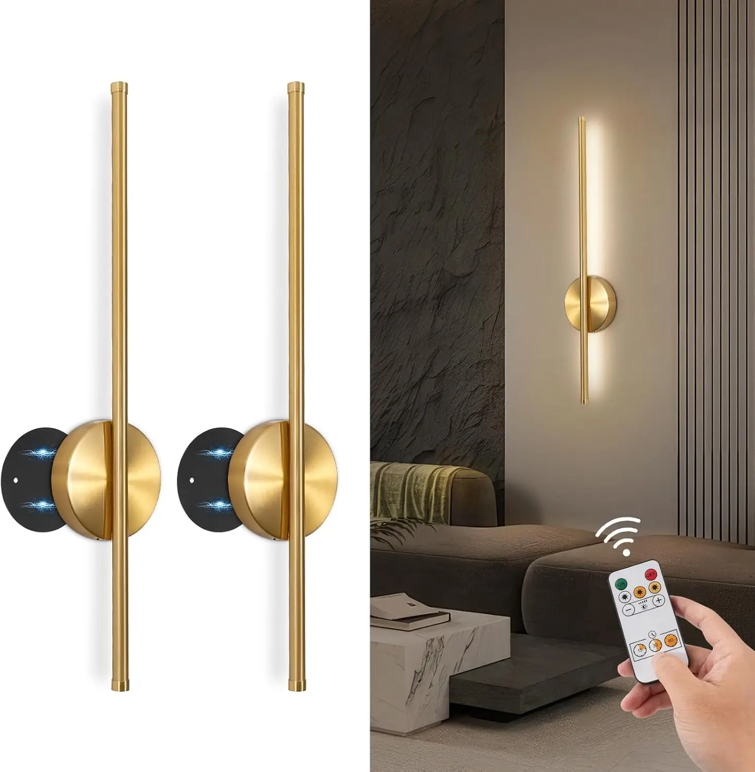 LED Rechargeable Wall Light Installation Free Wall Sconce 1PC 50CM  Dimming For Livingroom Sofe Beside Bedroom Wall Decor Lamp