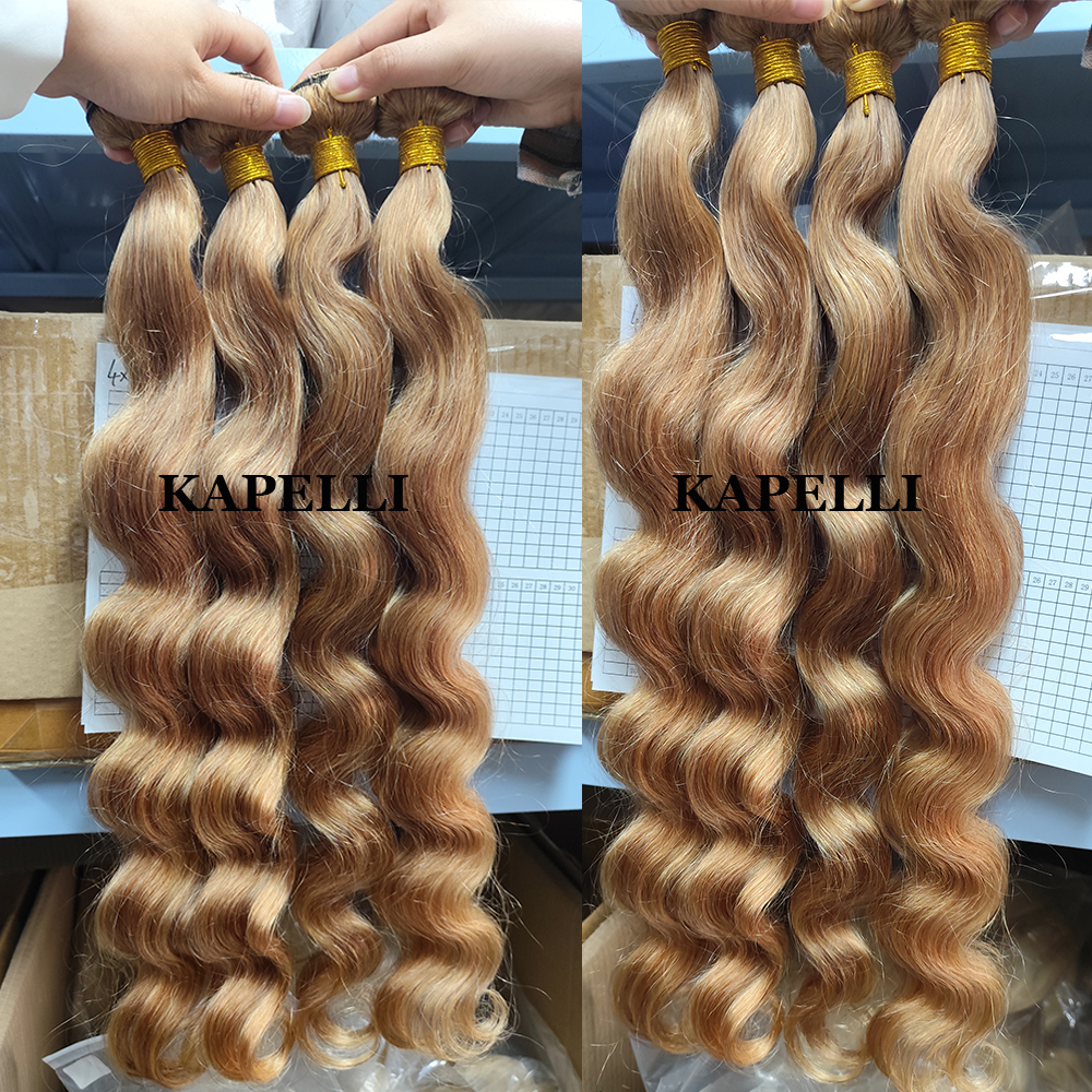 Blonde Bundles Menschliches Haar Weben Honig Blonde Körper Welle Menschliches Haar Bundles 1/3/4 Brasilianische Remy Menschenhaar Extensions 100 gr/teil