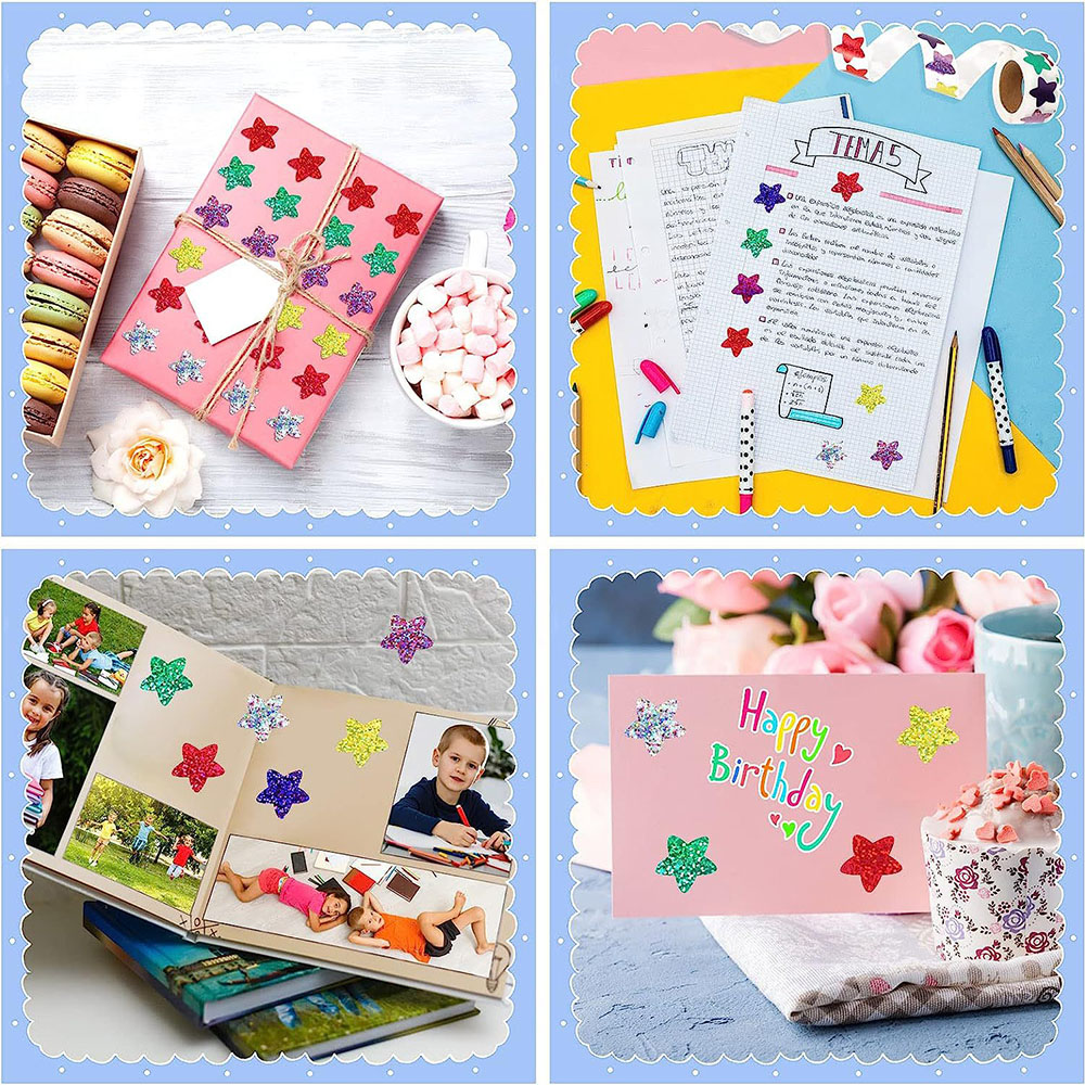 500pcs/Roll Sparkly Laser Star Stickers 1.0inch/2.5cm Diy Daily Schedule Prefect For Kid School Students Rewards,Holiday Seal