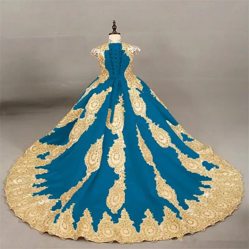 女の子のための黄金のビーズの花のドレス,結婚式の服,ファッショナブルな,pageant,ノースリーブ,レースのアップリケ,聖体拝領,女の子のための