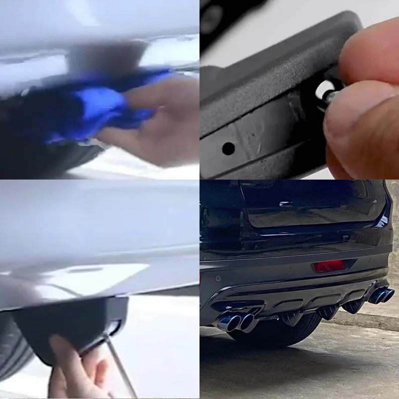 4 pçs universal abs carro modificado amortecedor traseiro difusor spoiler traseiro lábio difusor anti-colisão acessórios incluídos