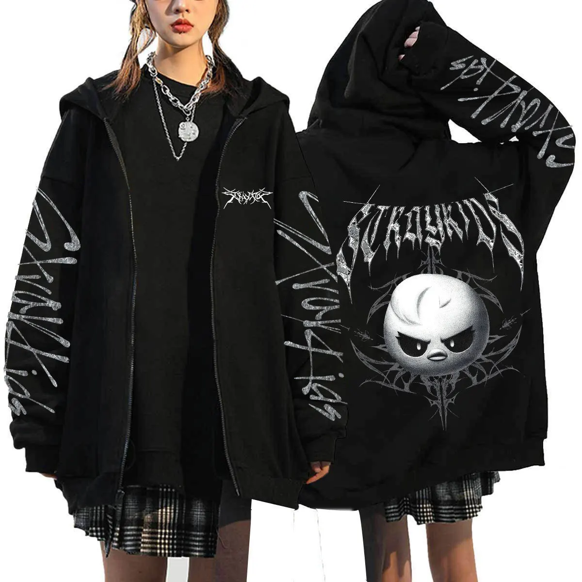 KPOP DominATE Tour Merch FELIX HAN BANGCHAN CHANGBIN HYUNJIN SEUNGMIN LEE KNOW estampado de dibujos animados con cremallera mujeres/hombres Sudadera con capucha