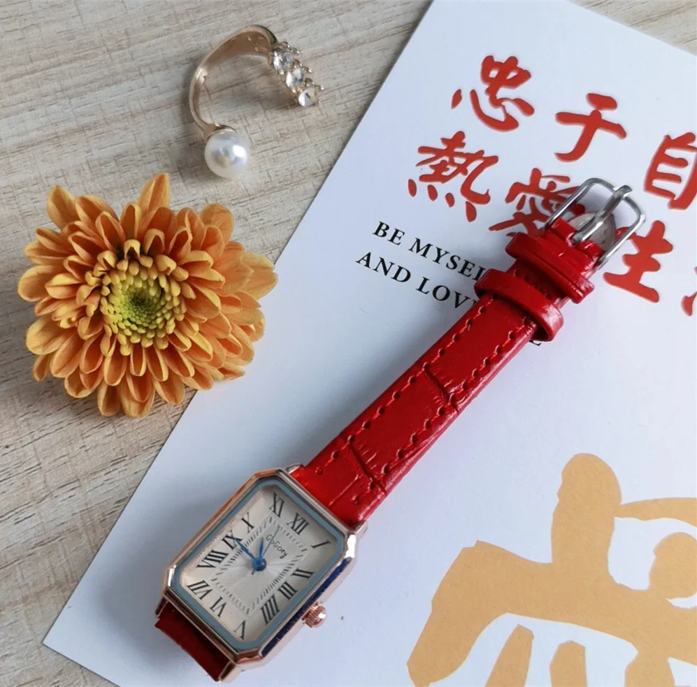 Relojes De cuarzo con esfera romana Retro informales, Reloj De pulsera con correa De cuero rectangular para Mujer, Reloj De moda para Mujer