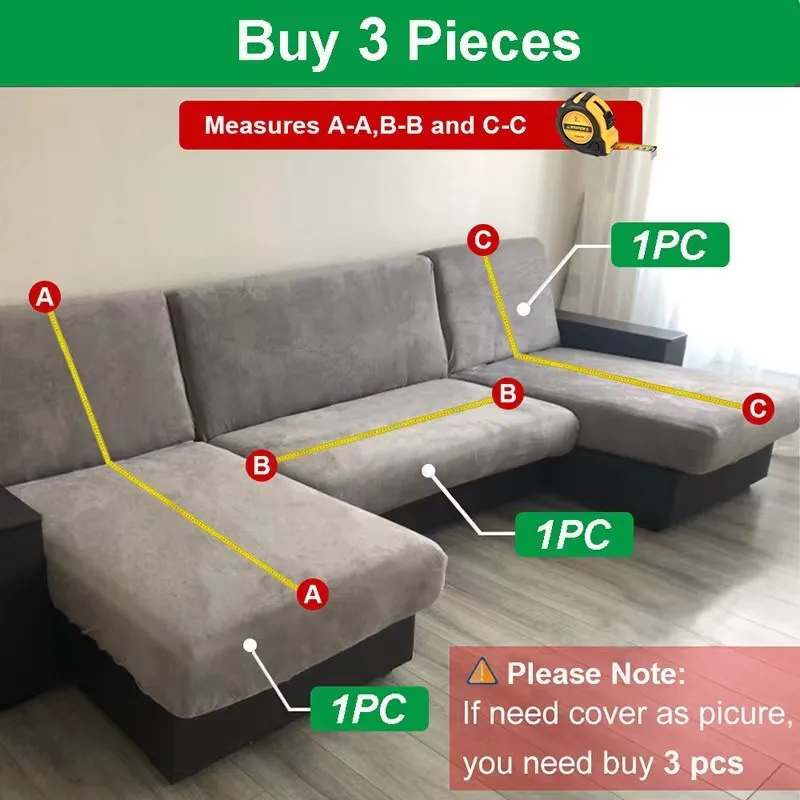 Fundas de sofá elásticas de Color sólido para sala de estar, fundas de esquina seccionales gruesas, funda de sofá en forma de L, necesita comprar 2 uds.