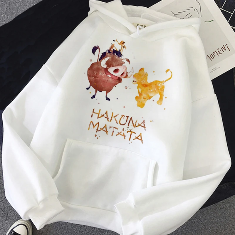 Disney Hakuna Matata divertida Simba Anime Sudadera con capucha mujer el Rey León Kawaii sudadera gráficos Harajuku mujer Sudadera con capucha