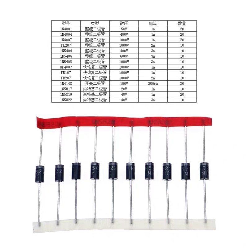 14 Values Fast Switching Schottky Diode Assorted Kit 1N4001 1N4004 1N4007 1N5408 UF4007 FR207 1N5817 1N5819 1N5822 1N4148 RL207