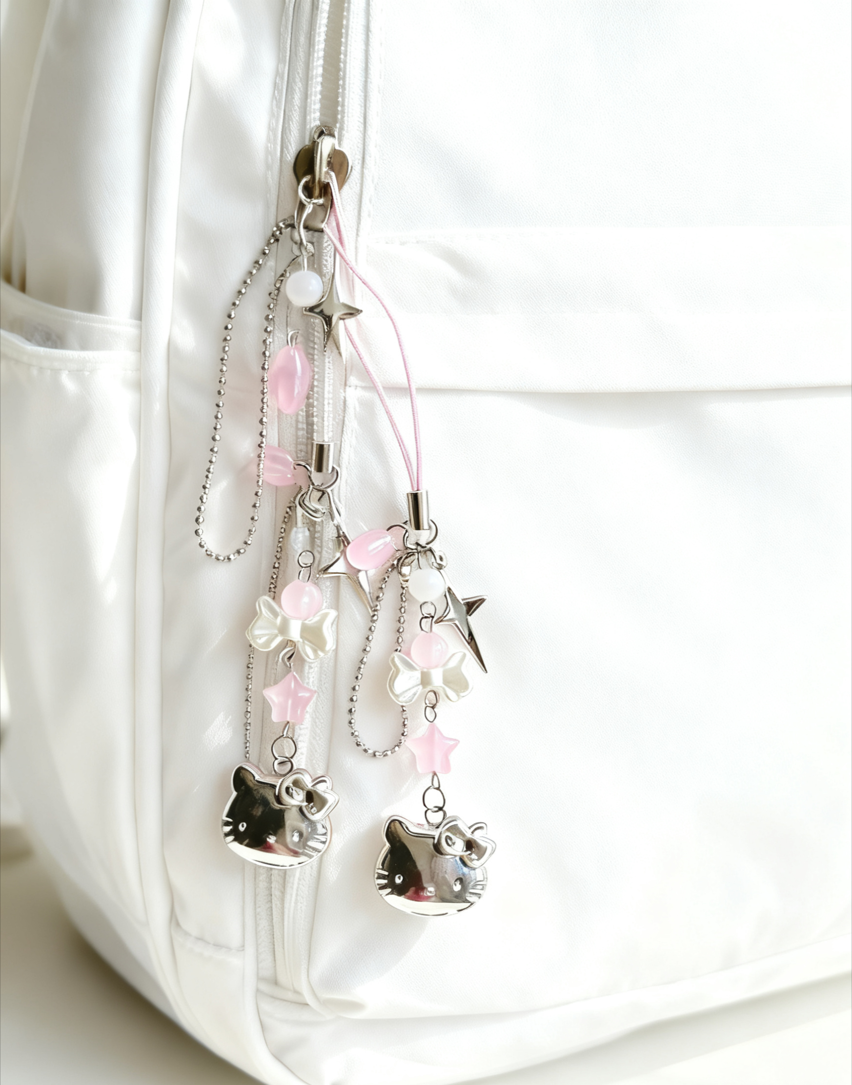 Bonito gatinho menina telefone corrente saco corrente pingente cordão presente de aniversário universal corrente pingente rosa dos desenhos animados sanrio