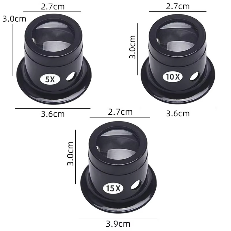 1/Set 5X 10X 15X Magnifying Glass Clip on Magnifier for Watchmaker Jewelry Watch Repair Tools Magnifying glass kit Service tool