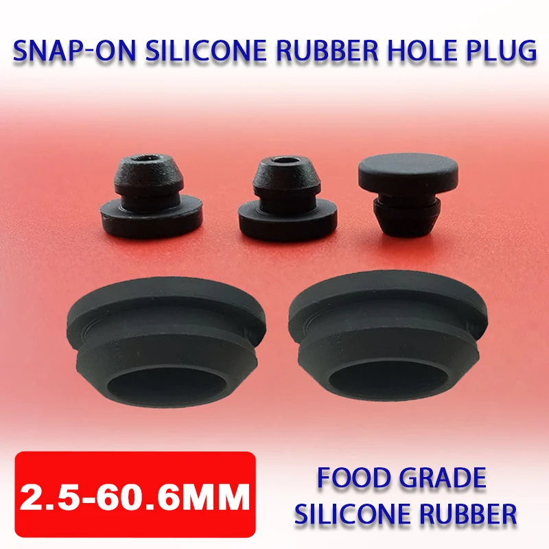Tapa de goma de silicona a presión negra, cubierta de tapón de orificio tipo T de 2,5-60,6mm, tapa de extremo ciego, insertos de tubo, tapón de sellado