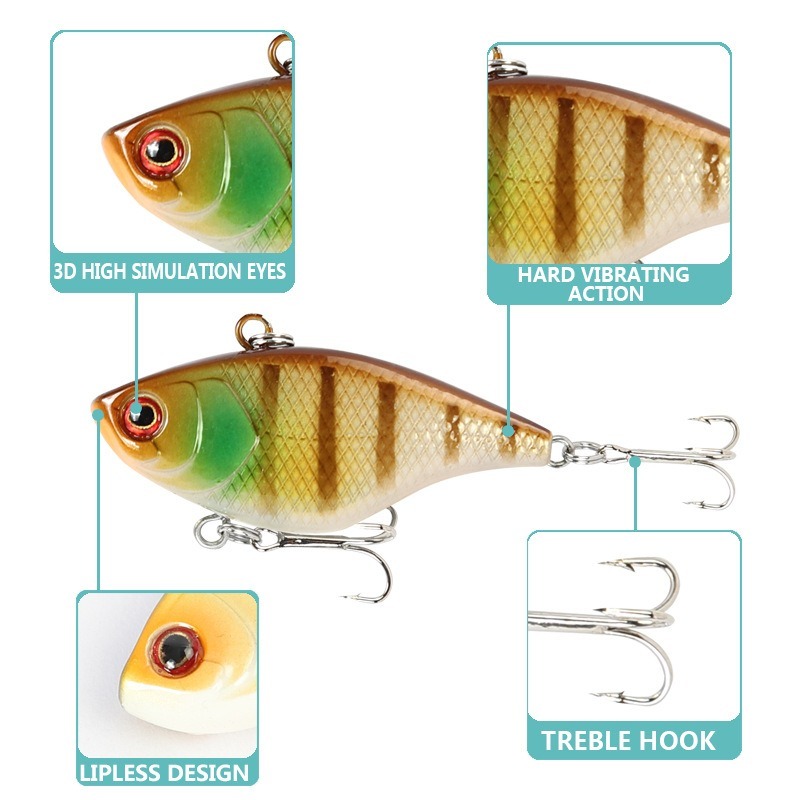 1 Chiếc Cứng VIB Mồi Câu Cá Mồi Móc Câu 3 Đánh Chìm Crankbait Wobber Câu Cá 4.6G 4Cm