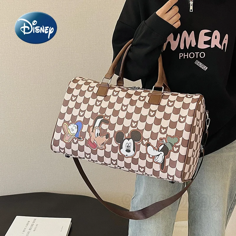 Disney Mickey ใหม่กระเป๋าเดินทางแบบพกพากระเป๋าถือแบรนด์หรูกระเป๋าเดินทางผู้หญิงขนาดใหญ่ความจุ Multi-Functional กระเป๋าเดินทางกระเป๋า