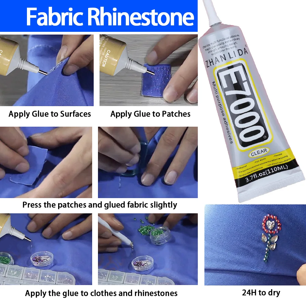 50/110ML E7000 กาวใสผ้าสิ่งทอเสื้อผ้าโลโก้ Patch เครื่องประดับ DIY CRAFT หนังคริสตัล Rhinestone โทรศัพท์กาวอีพ็อกซี่