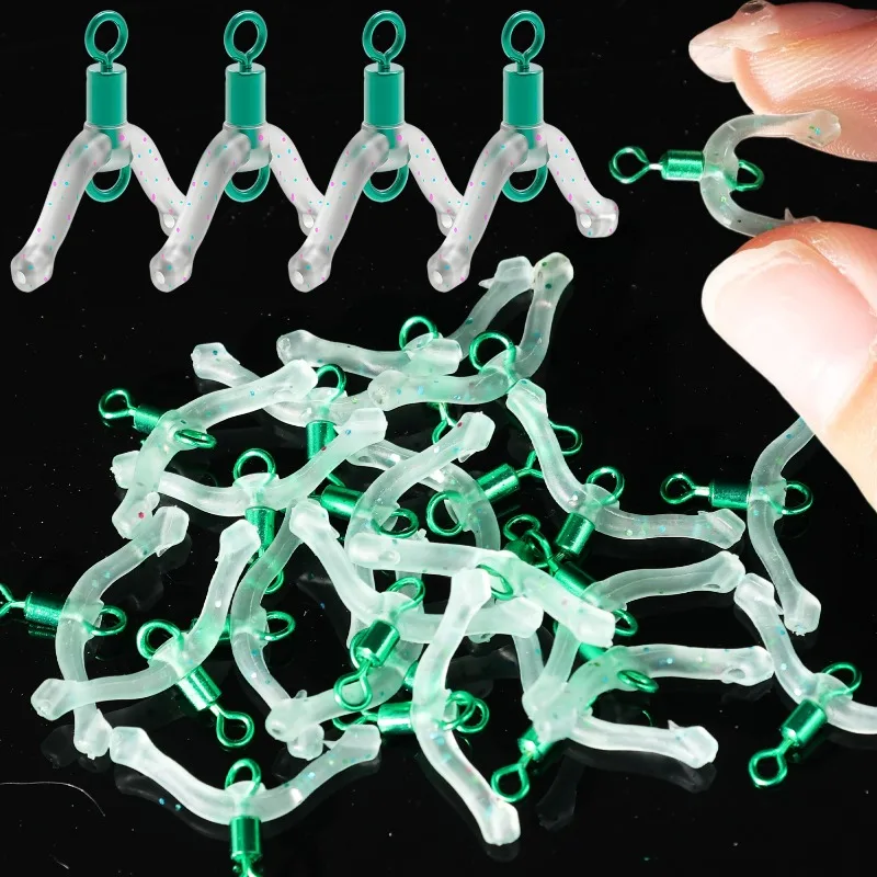 Fishing Hook Separator Anti Tangle Boom Green Silicone Bifurcator High Elastic Subline Splitter Lure Rigging Accessories Tool