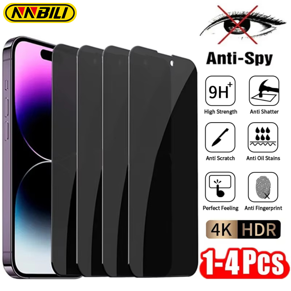 NNBILI 1-4Pcs Anti Spy Tempered Glass For iPhone 16 14 13 11 15Pro Max Mini Privacy Screen Protector For iPhone X XR XS MAX 16e