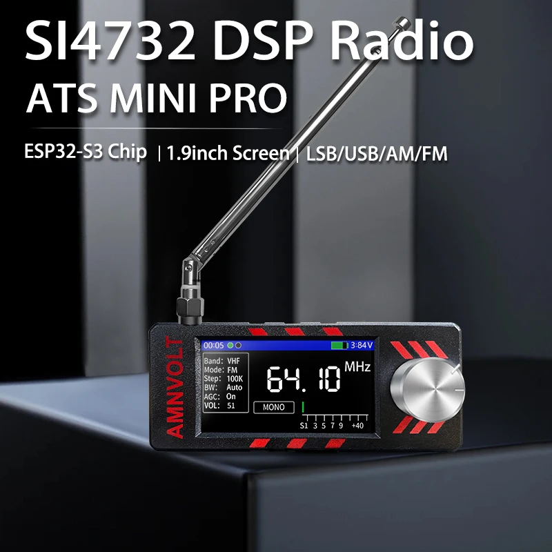AMNVOLT ATS MINI SI4732 Radio DSP de banda completa, receptor de bolsillo FM AM MW SW SSB, con amplificador de auriculares Hi-Z