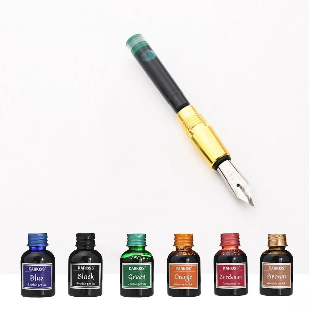 Caneta tinteiro colorida preta pura, recarga universal de tinta, papelaria, material escolar de escritório, canetas, lápis, materiais de escrita