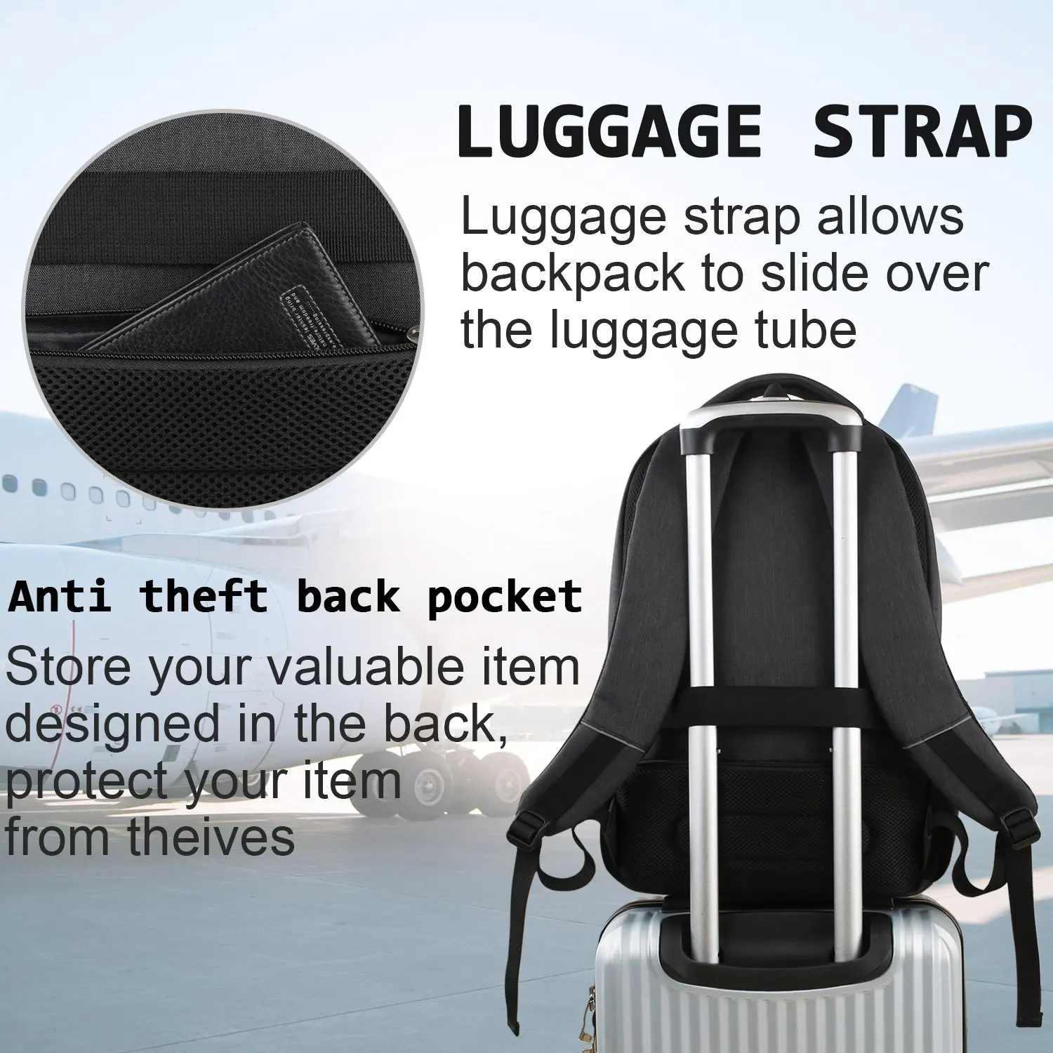 Mochila para hombre, bolsa de viaje para hombre, bolsa para lente de cámara al aire libre, bolsa ergonómica negra para ordenador portátil, bolso impermeable para montañismo de gran capacidad