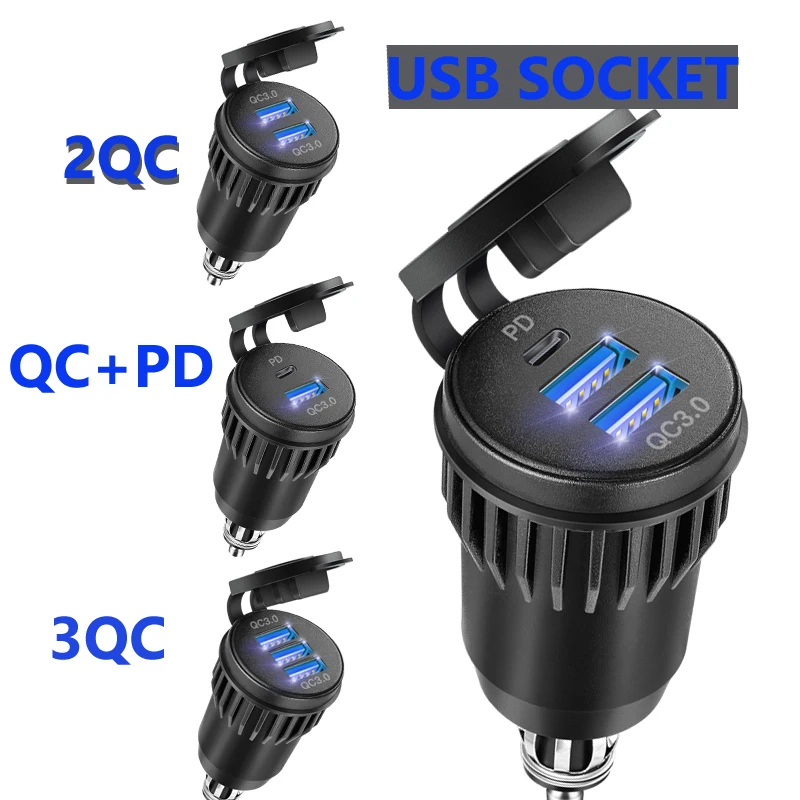Enchufe de cargador USB QC 3,0 para motocicleta, puerto usb de 12v para motocicleta BMW F800 F650 F700 R1200 GS R1200RT
