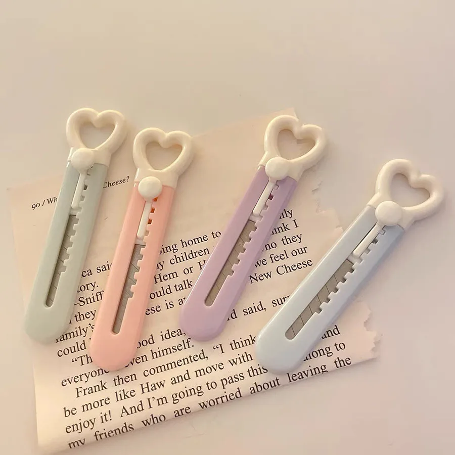 SKYSONIC 1pc/4pcs Mini Art Knife, Box Opening Knife, Heart Cutting Paper Knife, Stationery Supplies