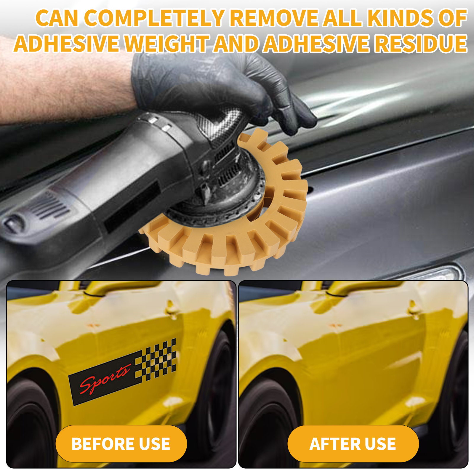 SIFANG roue de caoutchouc de dissolvant d'adhésif de roue de gomme de voiture, adaptateur de perceuse électrique lisse, outil de retrait de décalcomanies en vinyle en caoutchouc de réparation de peinture