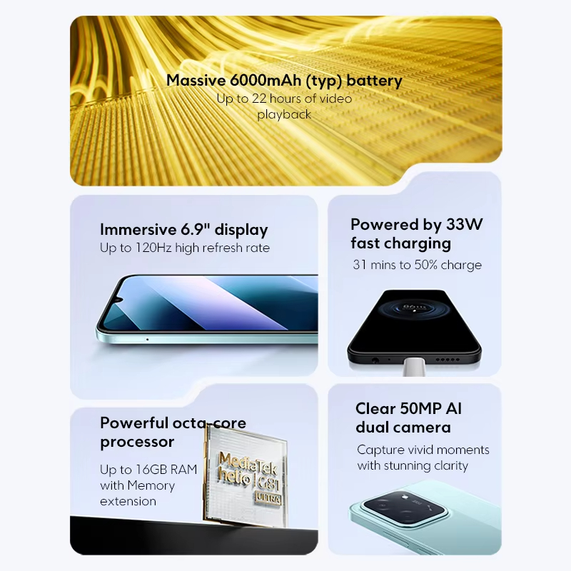 【Première mondiale】POCO C85 Version mondiale Smartphone 128/256 Go Helio G81-Ultra Batterie 6000 mAh Écran 6,9" Caméra 50MP 33 W NFC