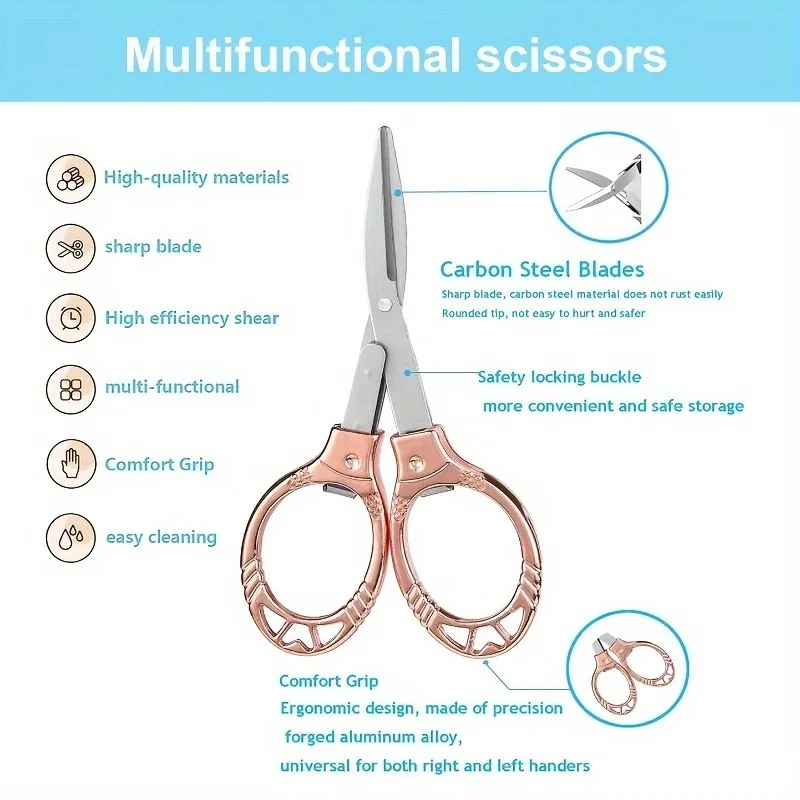 Simple Portable Folding Scissors Solid Color Glasses Shape Paper Cutters Students Handmade DIY Tools School Office Supplies
