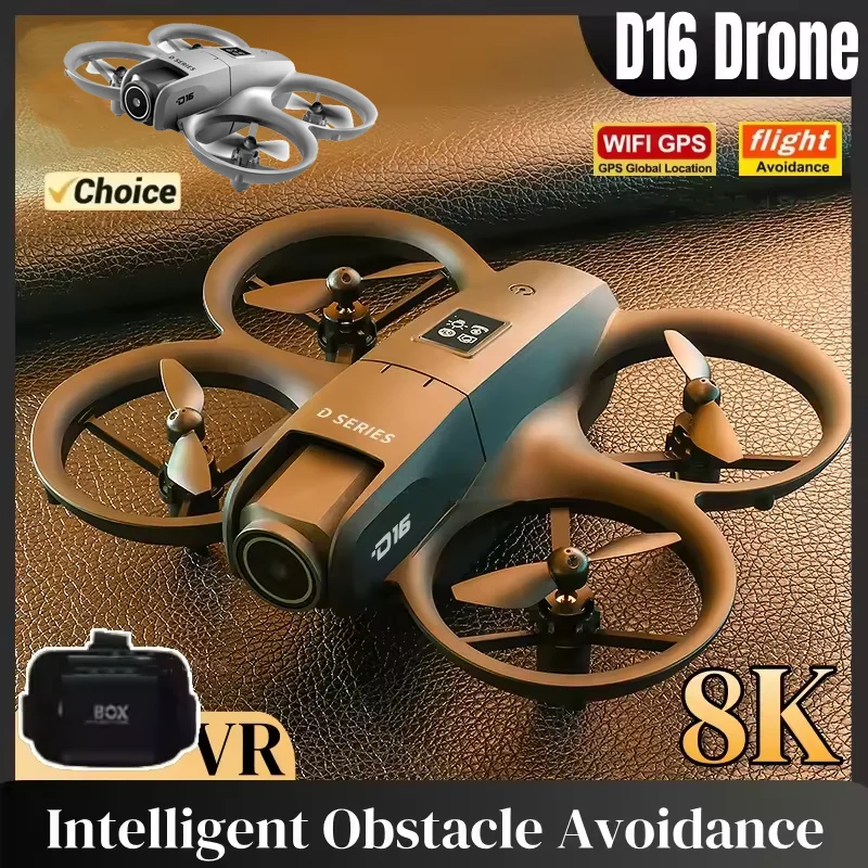 NOVO D16 RC Drone Mini Evitar Obstáculos de Fluxo Óptico 180 °   Quadcopters com controle remoto de câmera dupla 8K eletricamente ajustável