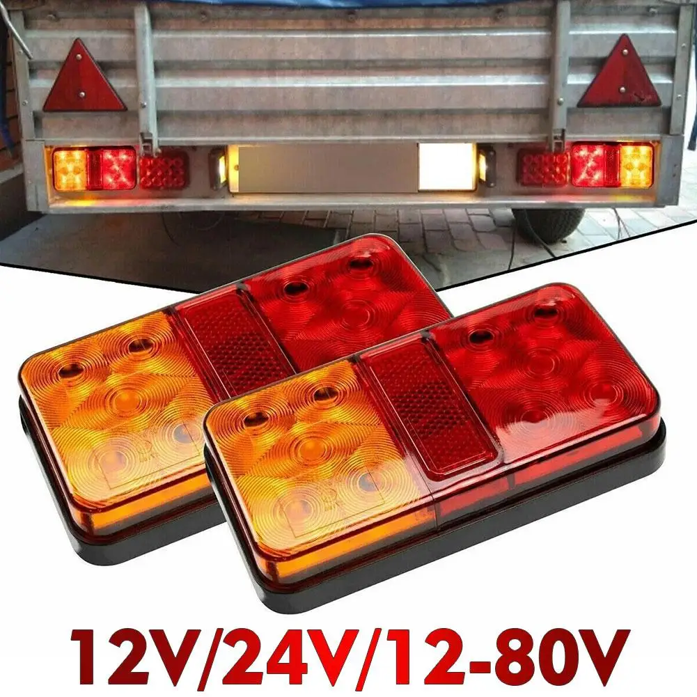 2 uds 12V 12-80v 10 luz trasera LED luz trasera indicador de señal de giro lámpara de freno luz de freno trasero para remolque de camión de coche