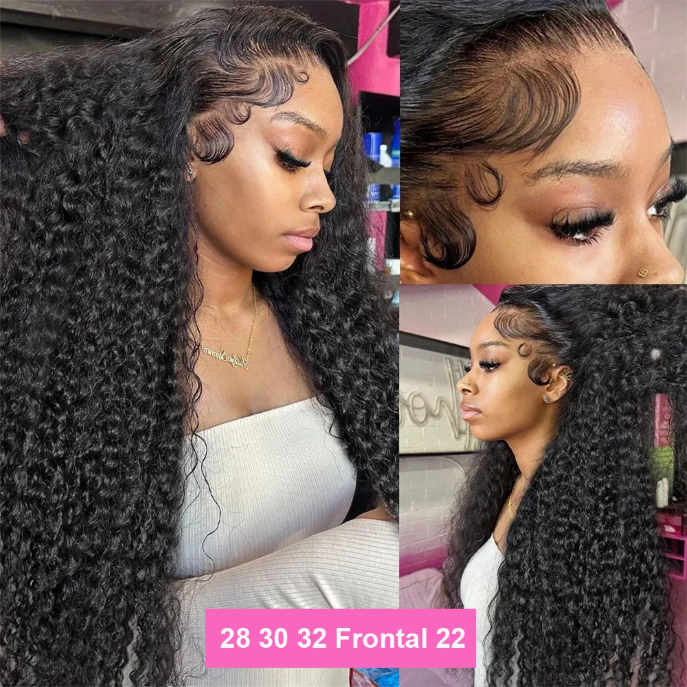 Onda de água profunda pacotes com fechamento frontal 100% cabelo humano cru não processado completo e grosso 3 pacotes com 13x4 hd laço frontal