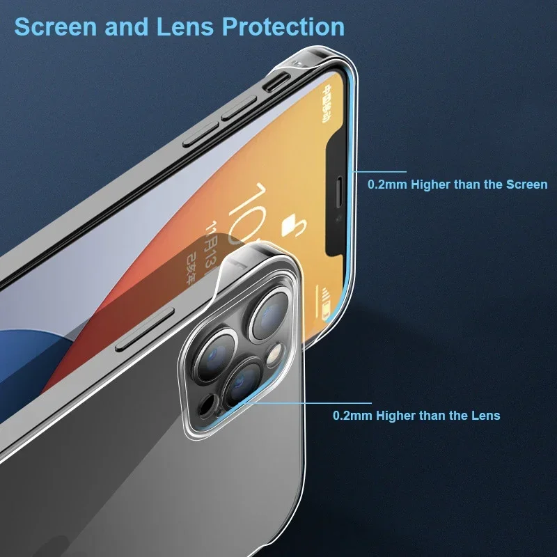 Funda de teléfono transparente sin marco delgada para iPhone 16 15 14 13 12 Mini 11 Pro XS Max XR X 8 7 Plus SE 2022 cubierta de plástico transparente