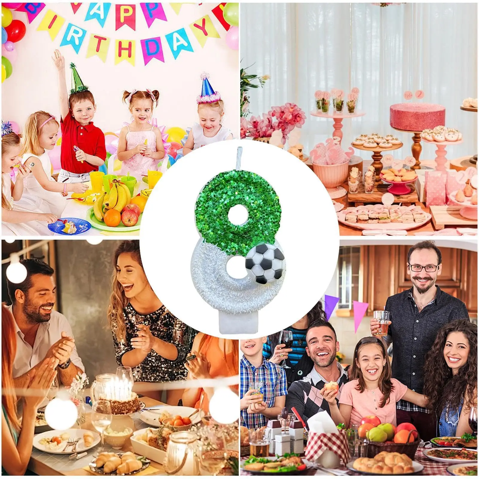 Velas con números de cumpleaños de fútbol, números de velas para pasteles, velas decorativas con números, decoración para tarta para cumpleaños