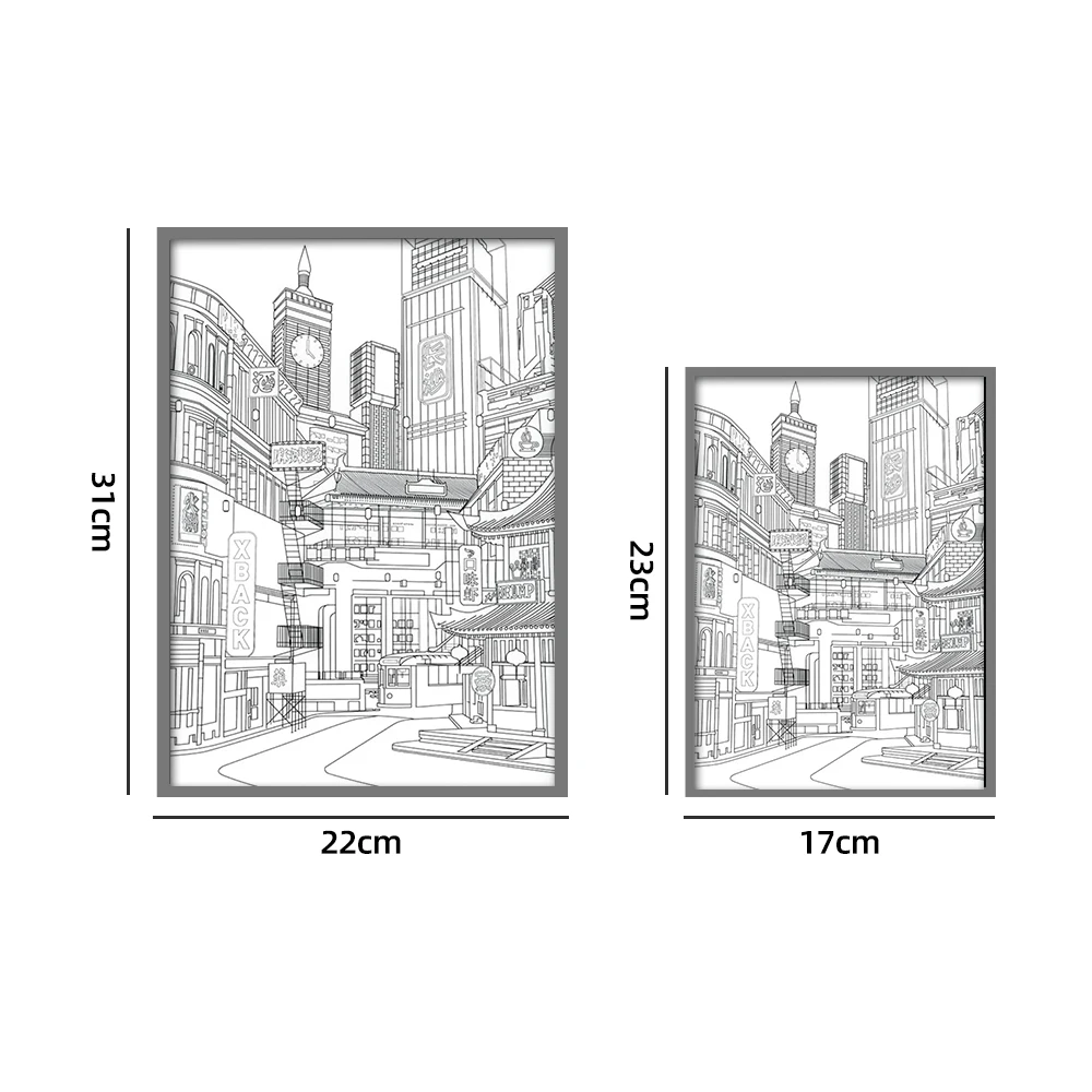 LED Beautiful City Night View Light Painting,HD Picture Narrow Bezel Usb Plug Dimming Romantic Home Decorations Night Lamp