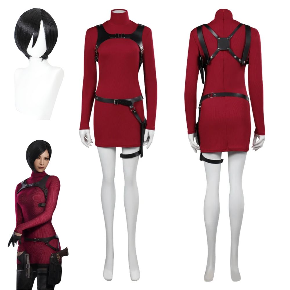 Feminino residente 4 ada wong cosplay traje vestido cinto roupas fantasia halloween carnaval disfarce terno para adultos meninas