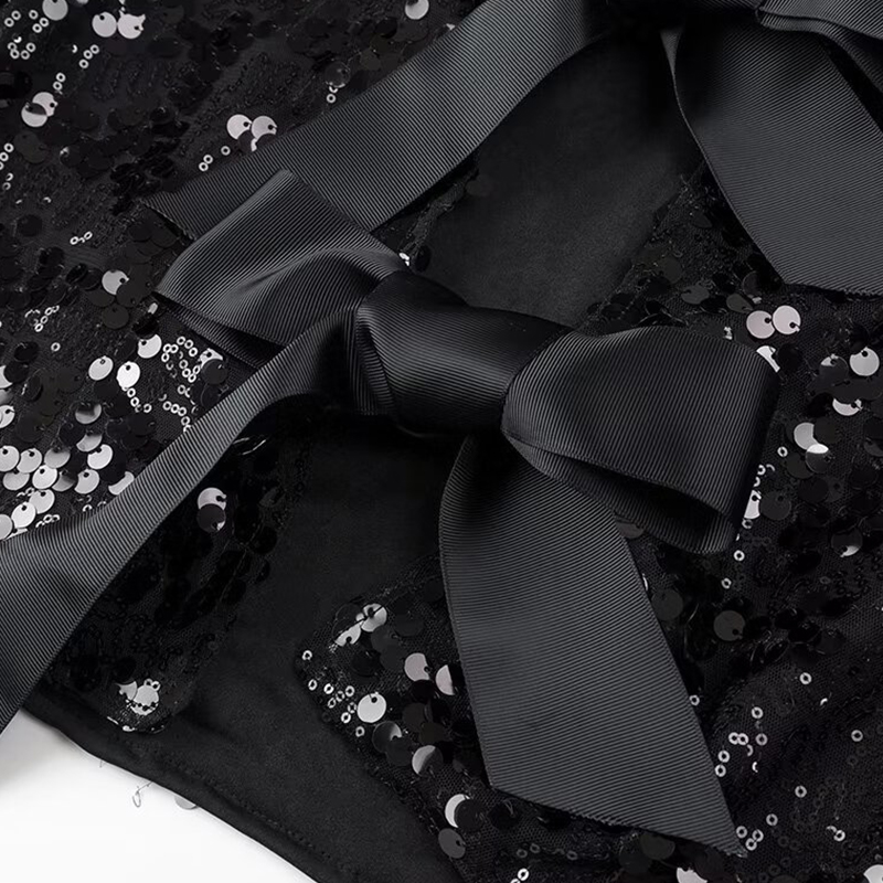 แฟชั่นเลื่อม Bow Lacing Up เสื้อผู้หญิงเสื้อแขนยาว Outwear WARM Winter Lady เสื้อฤดูหนาวชุดราตรี Streetwear Tops