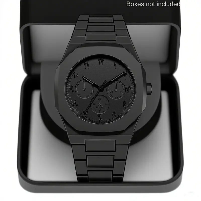 Conjunto de relógio masculino com ponteiro bonito, 2 peças/1 peça, relógio masculino com mostrador poligonal clássico e versátil, adequado para vários festivais