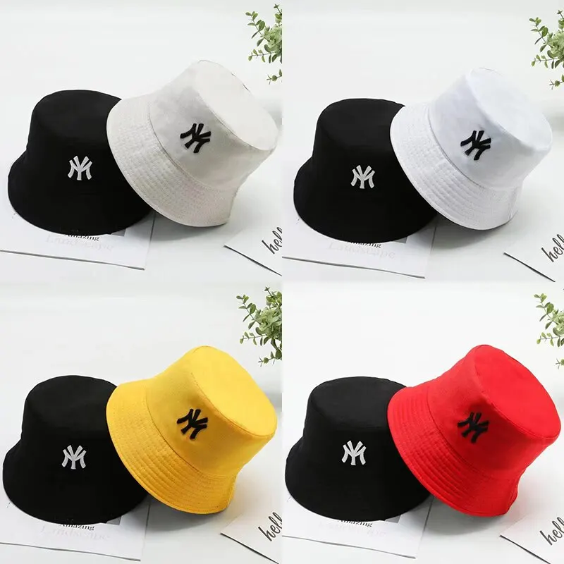 Unisex Carta Bordado Personalidade Two-sided Balde Chapéus Pescadores Caps Outdoor Casual Cap Sunscreen Hat