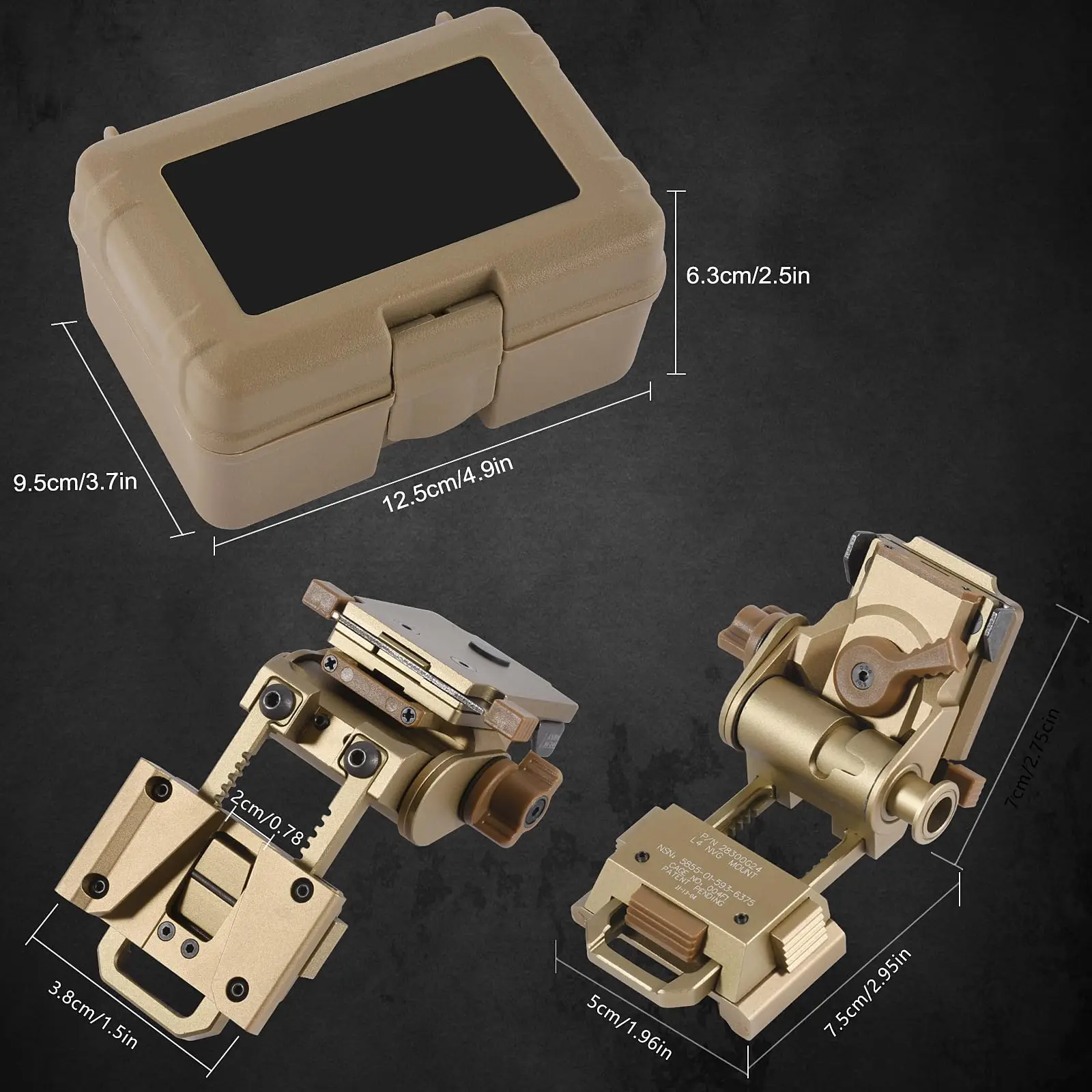 BOOIU 金属 L4G24 NVG ヘルメットマウントホルダーナイトビジョンステントゴーグルマウント屋外スポーツ戦術ヘルメットブラケット PVS15/18