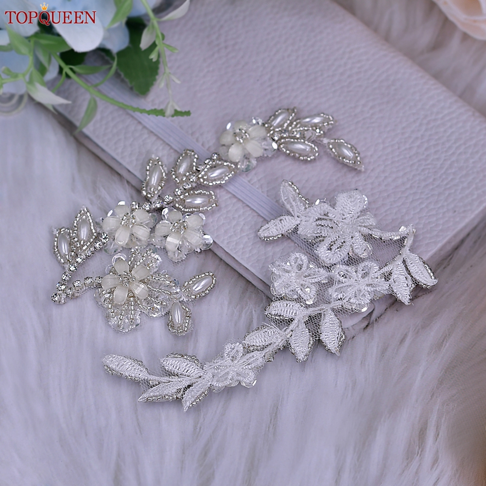 Topqueen รองเท้าส้นสูงแผ่นปะติดแบบ DIY สำหรับงานแต่งงานกำไลพร้อมแหวนผู้หญิงอุปกรณ์ตัดเย็บชุด SP11ปรับแต่งได้