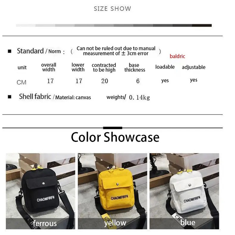 Multifunktions-Umhängetasche Leinwand tragbare Mode Umhängetasche für Frauen Umhängetasche weiblich 1pc