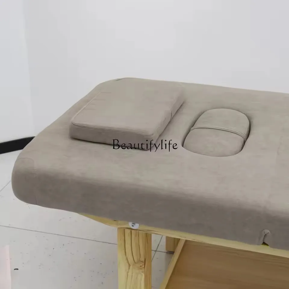 Cama Facial de madera maciza plegable profesional para el hogar con orificio para el pecho fisioterapia tatuaje bordado cama de masaje