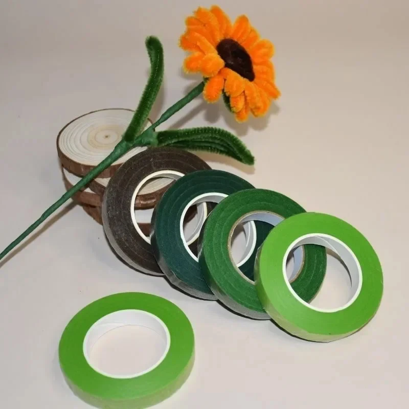 Zxiixz 30 Yard 12mm zelfklevende Boeket Bloemen Stem Tape Kunstbloem Stem Wrap Bloemen Groene Tapes DIY Bloem levert