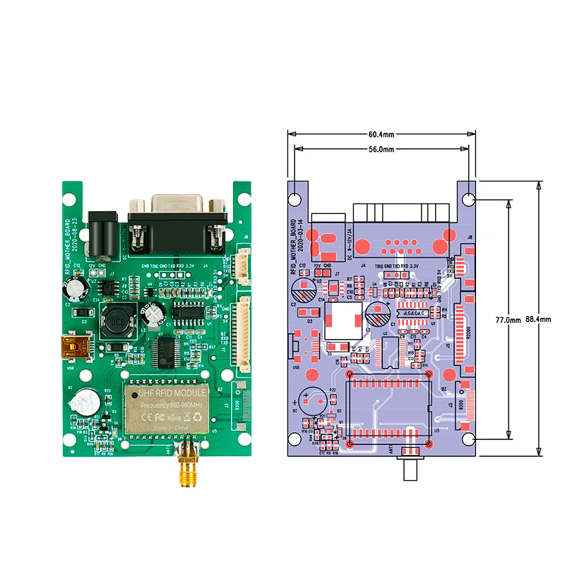 Fonkan 860-960Mhz UHF RFID โมดูล Long Range Reader TTL UART โมดูล 1 พอร์ตเสาอากาศ Android SDK สําหรับ Access Control