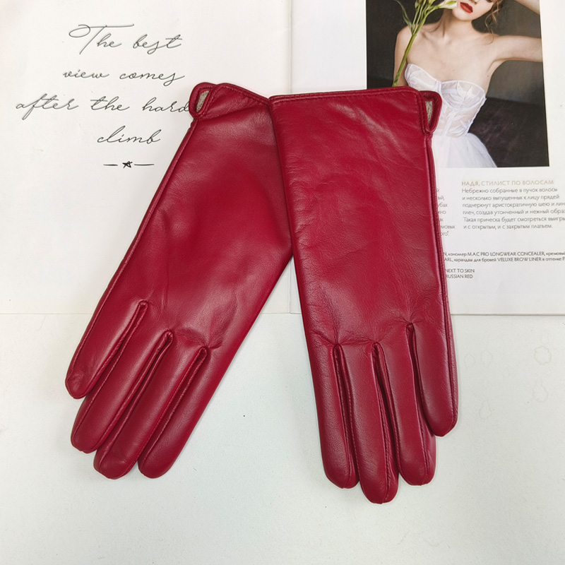 Guantes de piel de oveja para mujer, tejidos nuevos, con forro, clásico, versátil, multicolor, para conducir, de cuero, para otoño