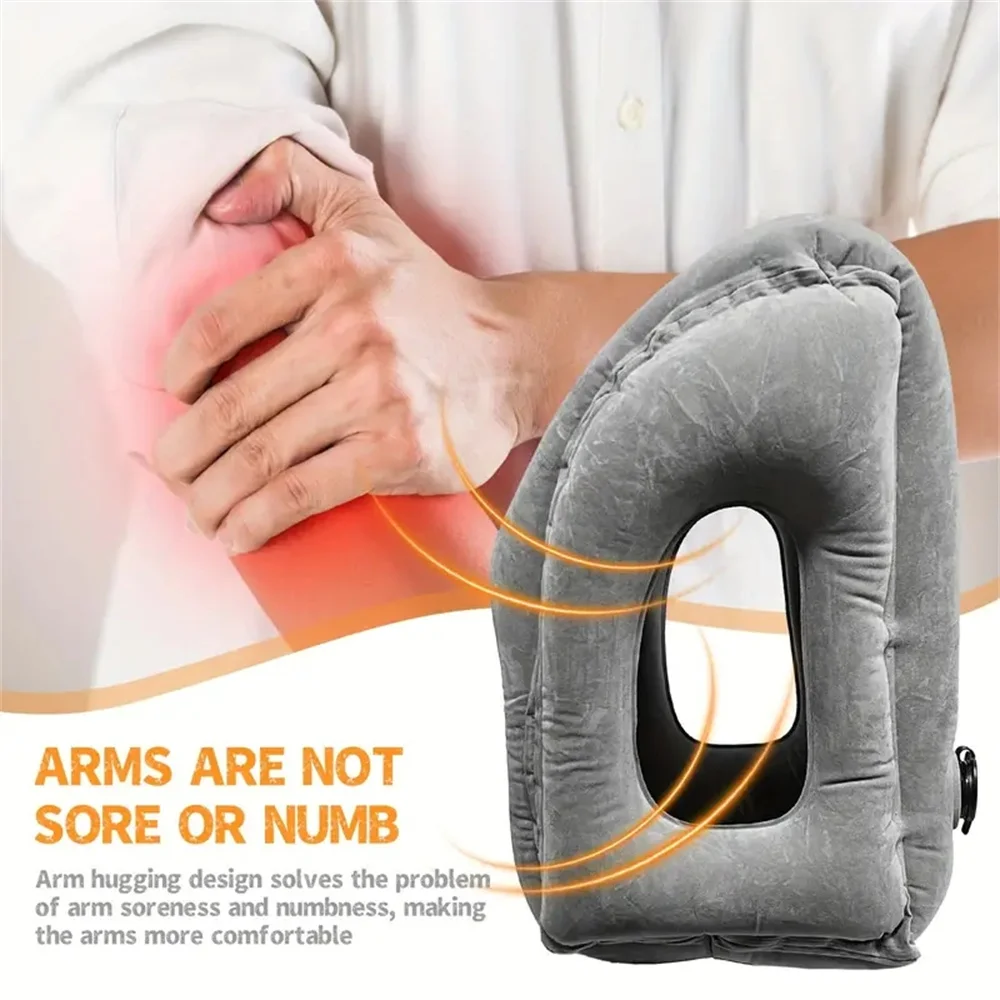 Almohada de viaje inflable, almohada de avión con diseño de válvula patentada, accesorios de viaje con soporte para cuello y cabeza, viaje, 1 ud.