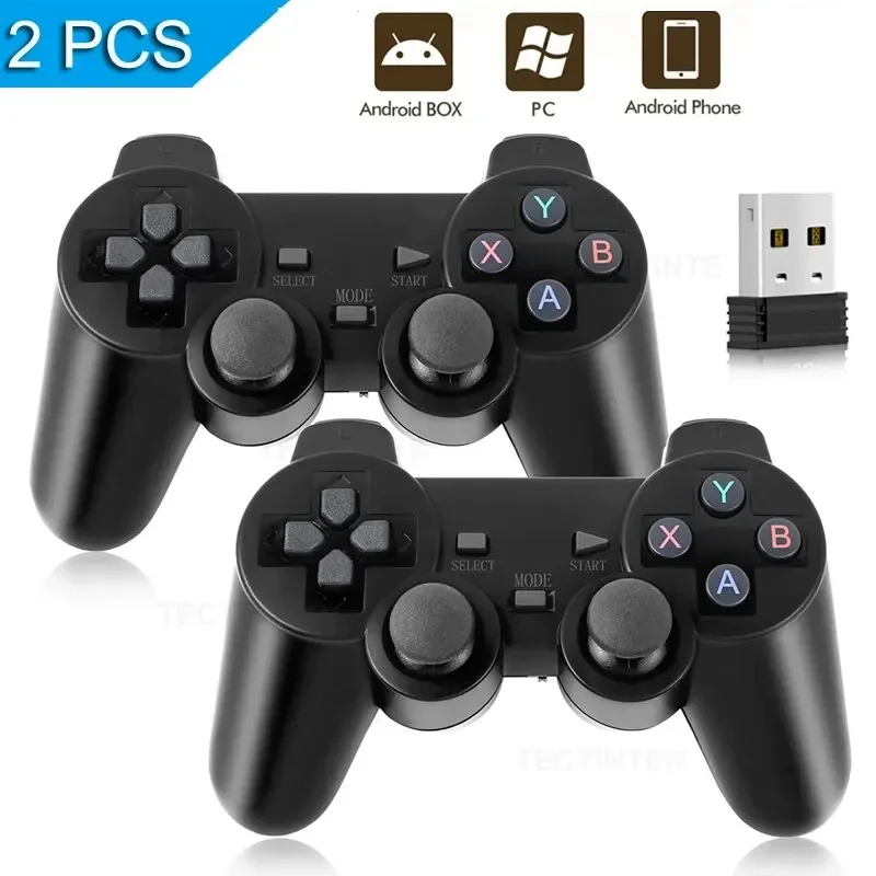 1-2PCS 2.4GHz ワイヤレス ゲーム コントローラー デュアル ショック付き - PC/Android TV ボックス用ユニバーサル USB ゲームパッド、プラグアンドプレイ