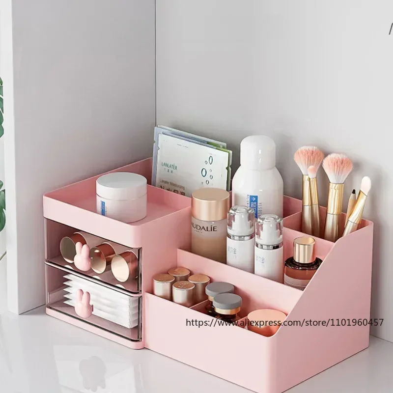 Large Capacity Cosmetic Storage Box Makeup Drawer Organizer Skincare Makeup Stationery Storage Box for Dressing Table Desktop