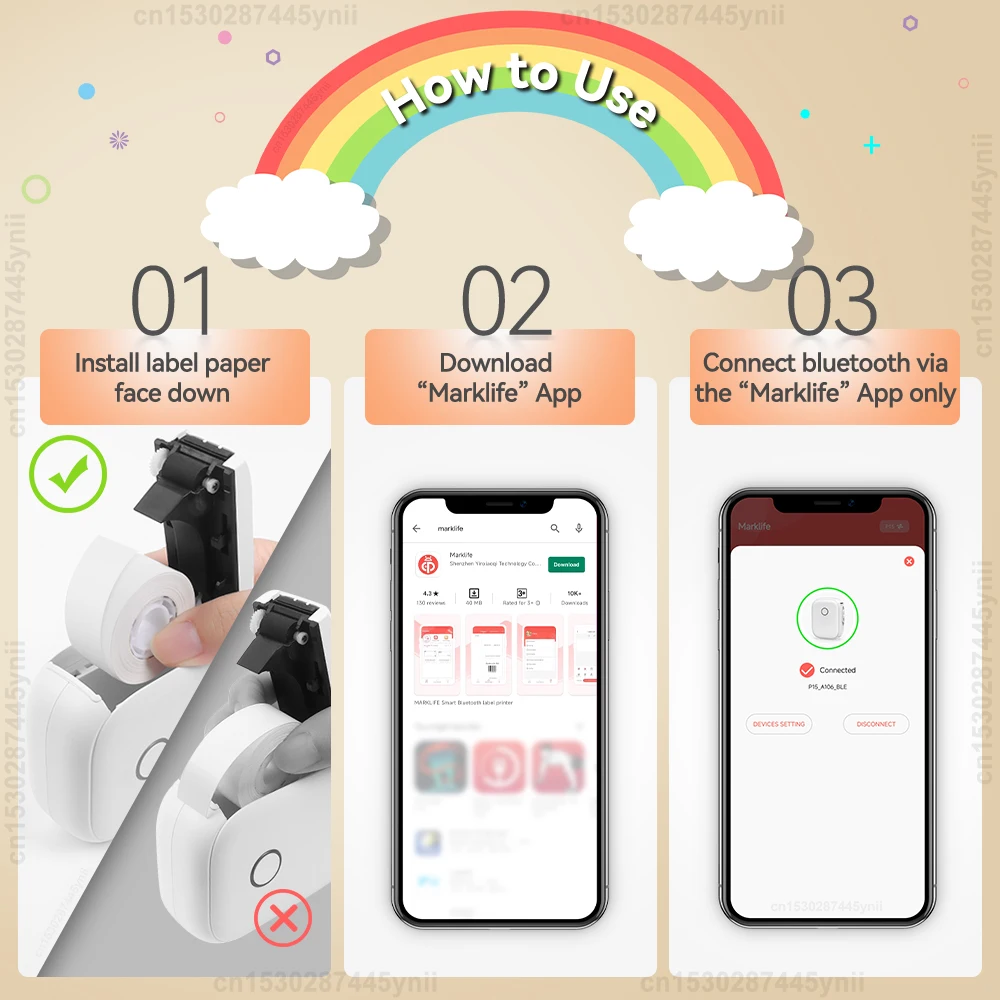 Portable Label Maker P12 Wireless Bluetooth Continuous Label Printer Handheld Machine DIY Self adhesive Continuous Label Tape