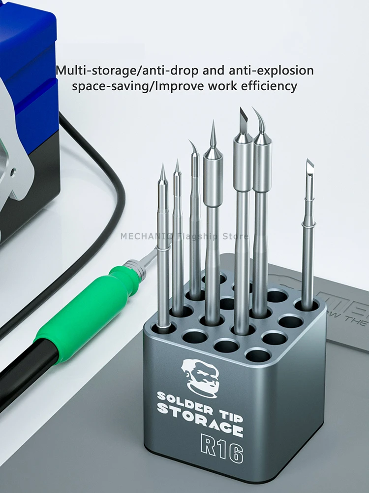 Solder Tip Storage MECHANIC R16 Multi-storage 16 Hole Position for C115 C112 C245 T12 Soldering Iron Tips Organizer Holds Up